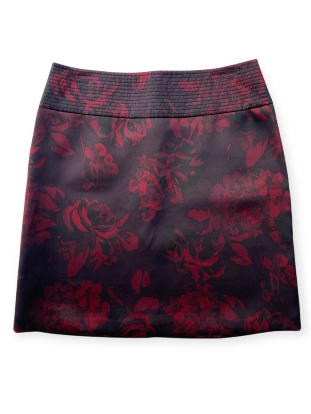 Elie Tahari Silk Floral Mini Skirt Black Red Size 4 Dark Academia 11010230